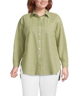Plus Size Oversized Seersucker Shirt