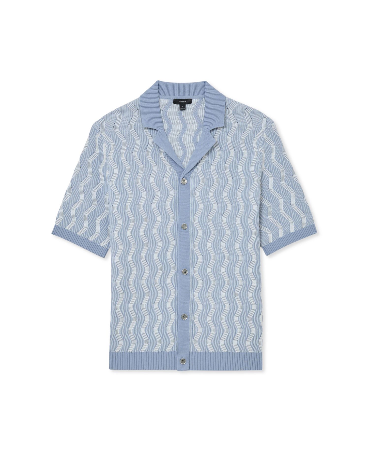 Men's Johnny Cuban Button Through Wave Stripe Shirt