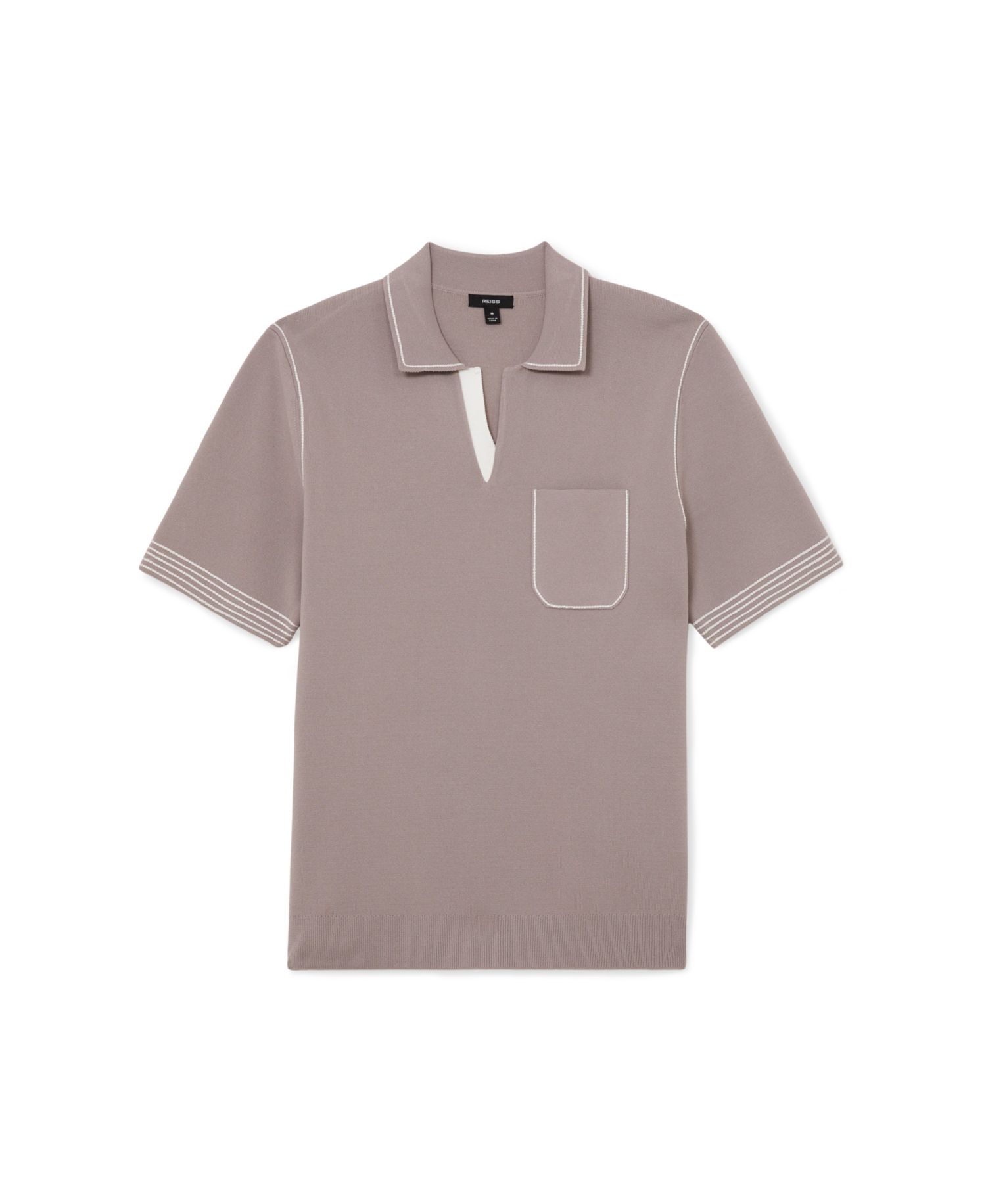 Men's Newbury Open Collar Piped Stitch Detail Polo Shirt