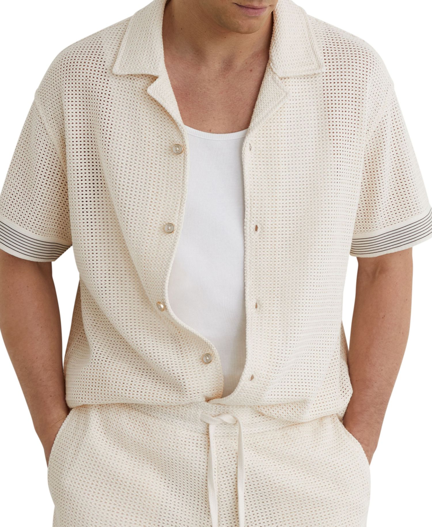 Men's Aliso Crochet Tape Cuban Shirt