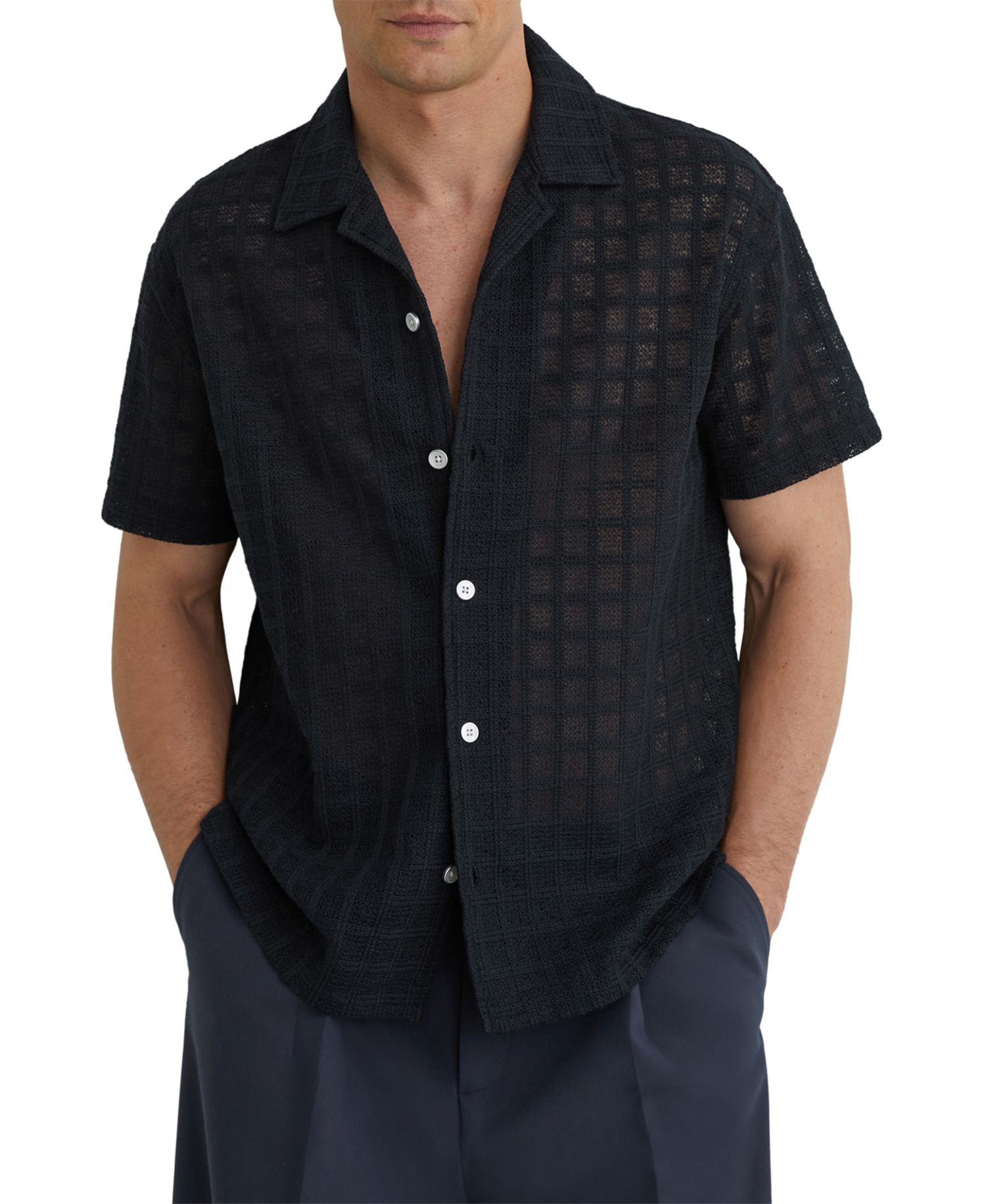 Men's Belardo Crochet Tile Cuban Shirt