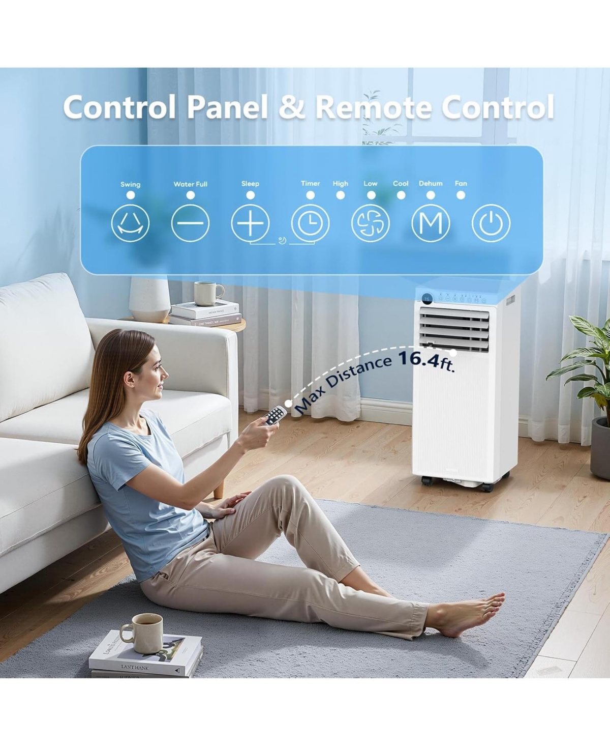 Antartic Star 8000 Btu Portable Ac Unit, 4-in-1 Air Conditioner with Cooling, Fan, Dehumidifier, Sleep, Remote Control, 24H Timer, Window Kit