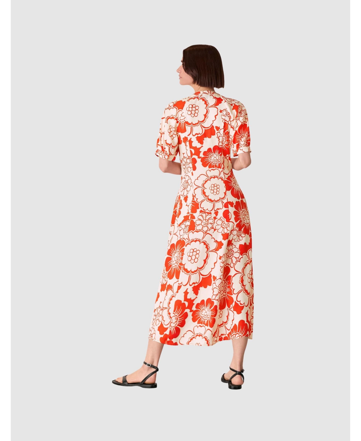 Whistles Women's Short Sleeve Bloom Floral Midi Dress