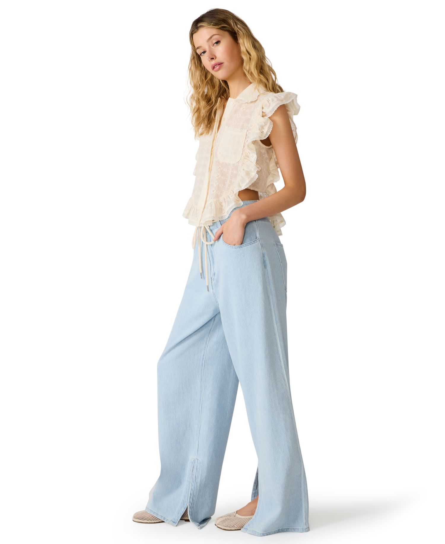 Women's Maycen Mid-Rise Wide-Leg Pants