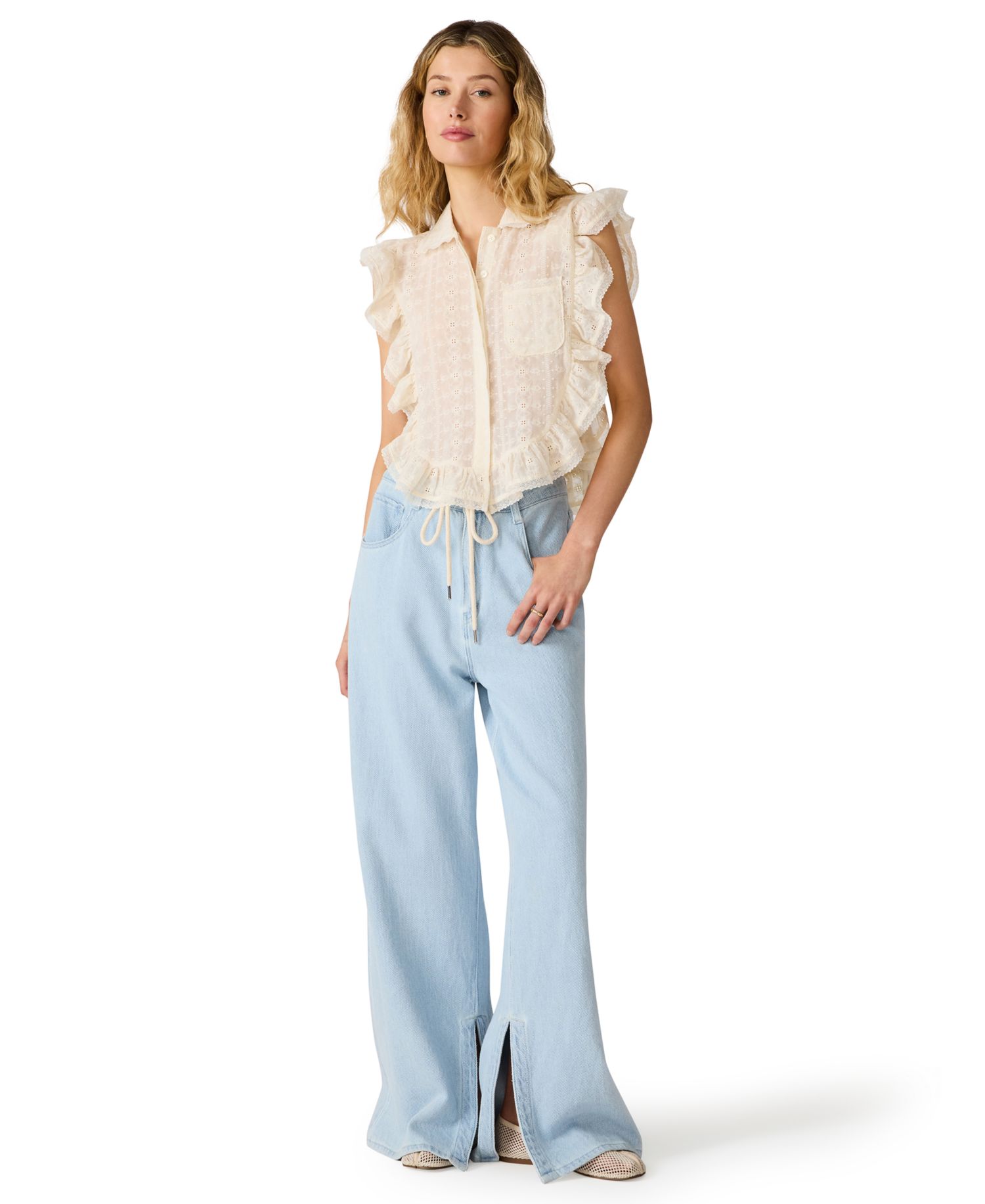 Women's Maycen Mid-Rise Wide-Leg Pants