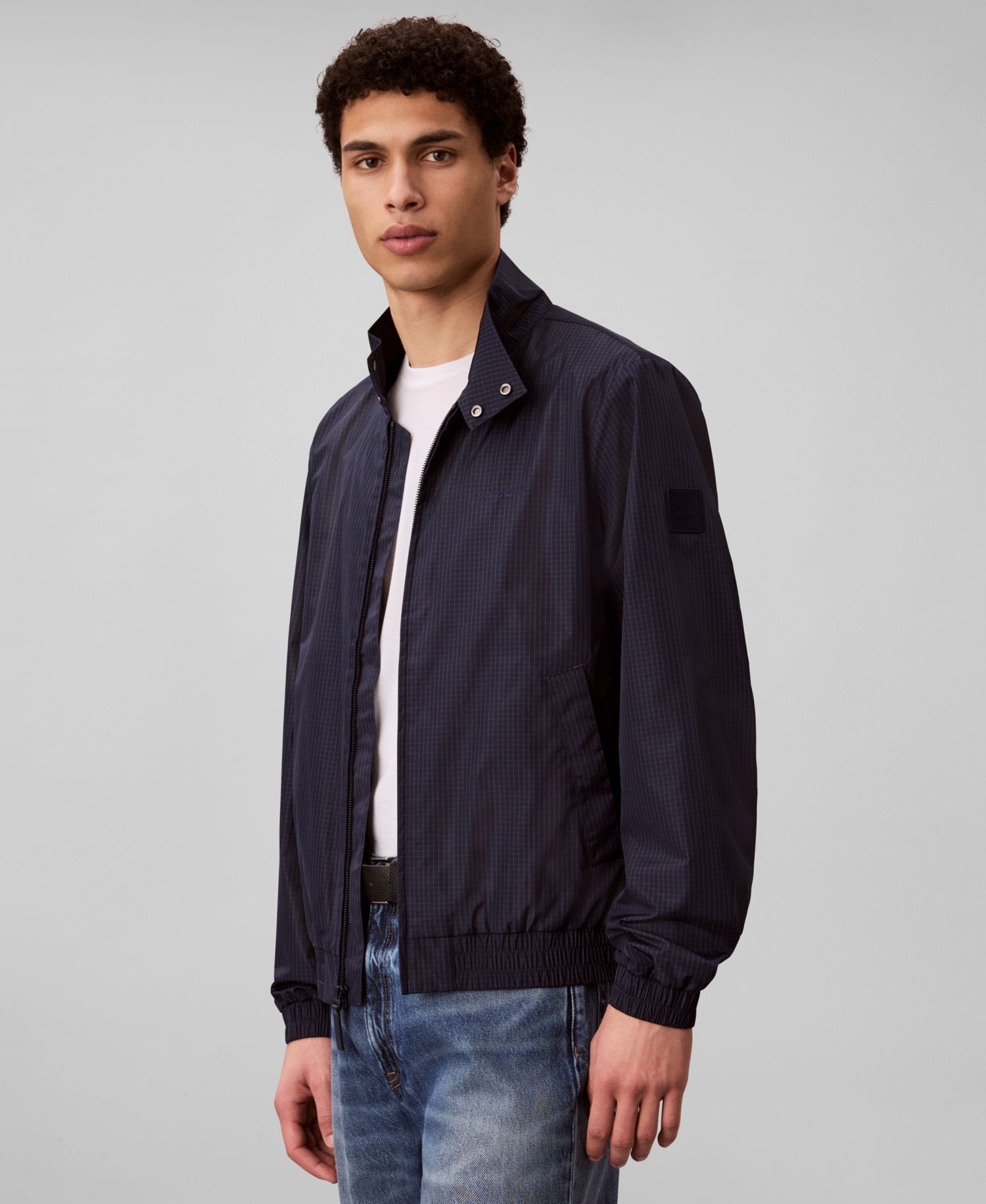 Men's Nylon Grid Bomber Jacket