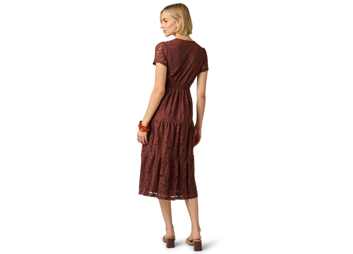 Women's Lace Detail Tiered Midi Dress