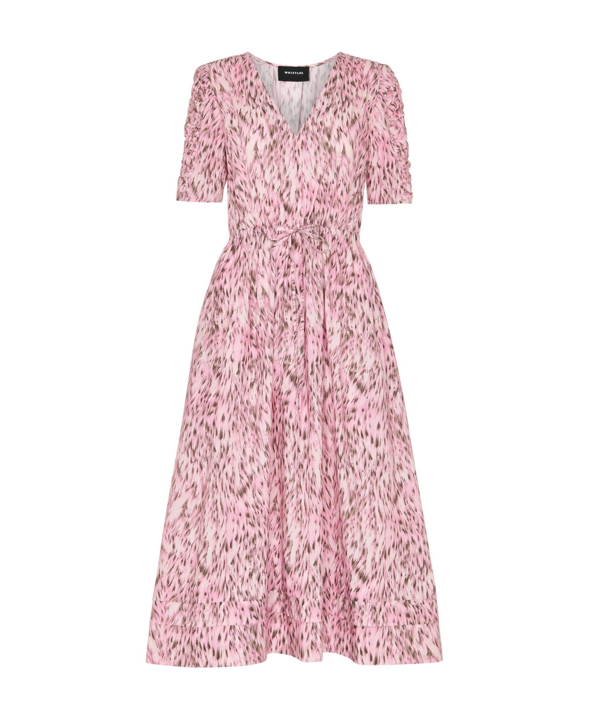 Whistles Women's Short Sleeve V-Neck Printed Midi Dress