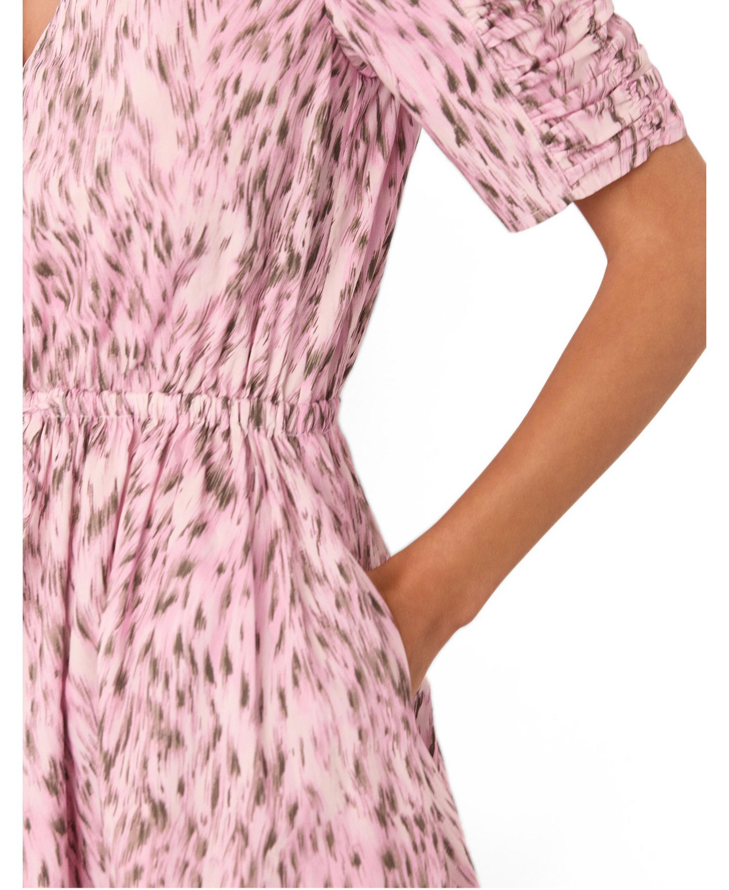 Women's Short Sleeve V-Neck Printed Midi Dress