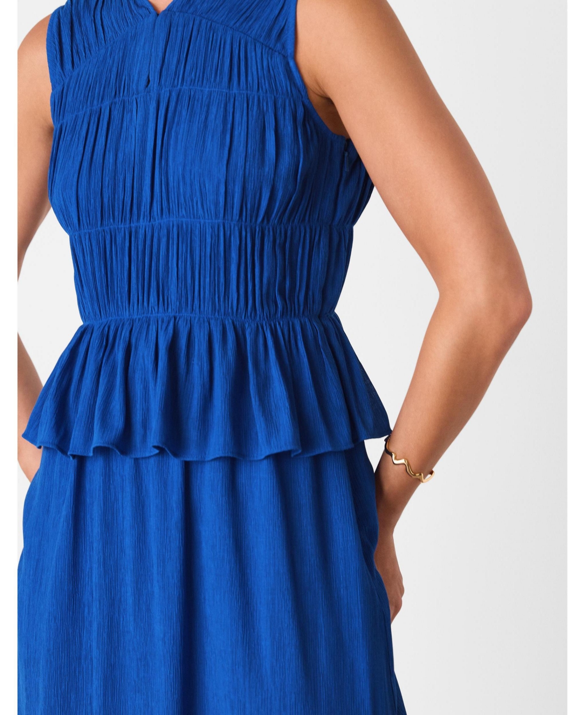 Whistles Women's Sleeveless Shirred V-Neck Midi Dress
