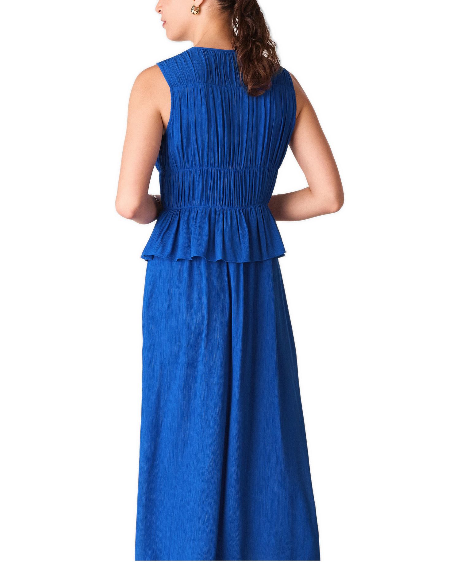 Women's Sleeveless Shirred V-Neck Midi Dress