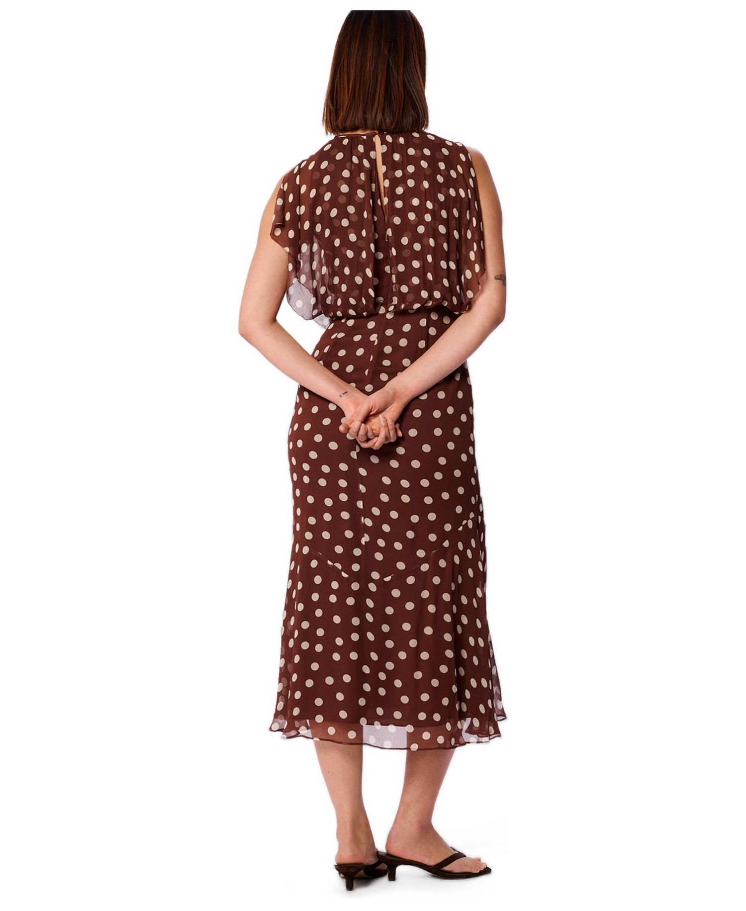 Women's Polka Dot Print Midi Dress