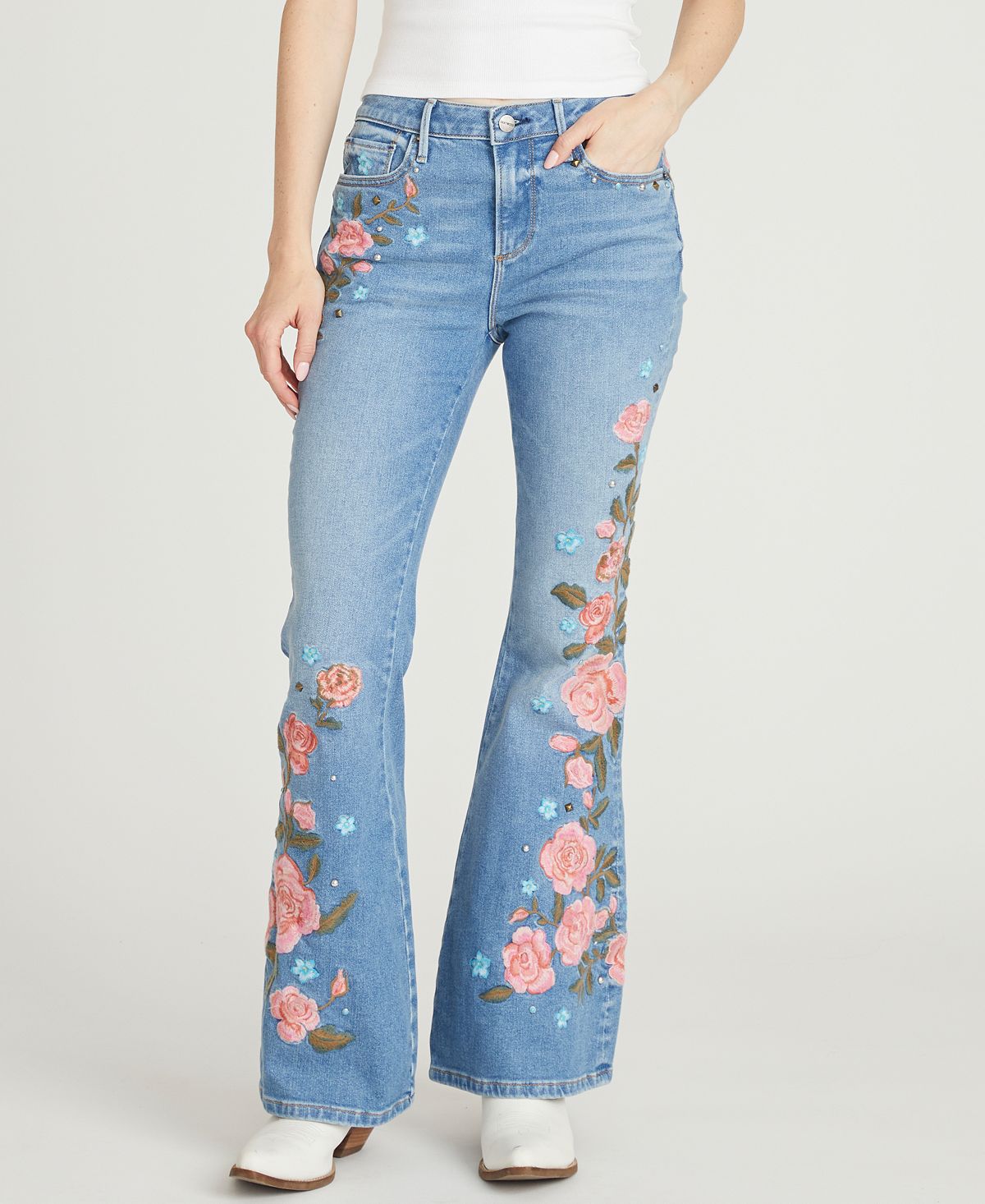 Driftwood Women's Farrah Flare Floral Embroidered Jeans view 1 — MAYCSS fashion products