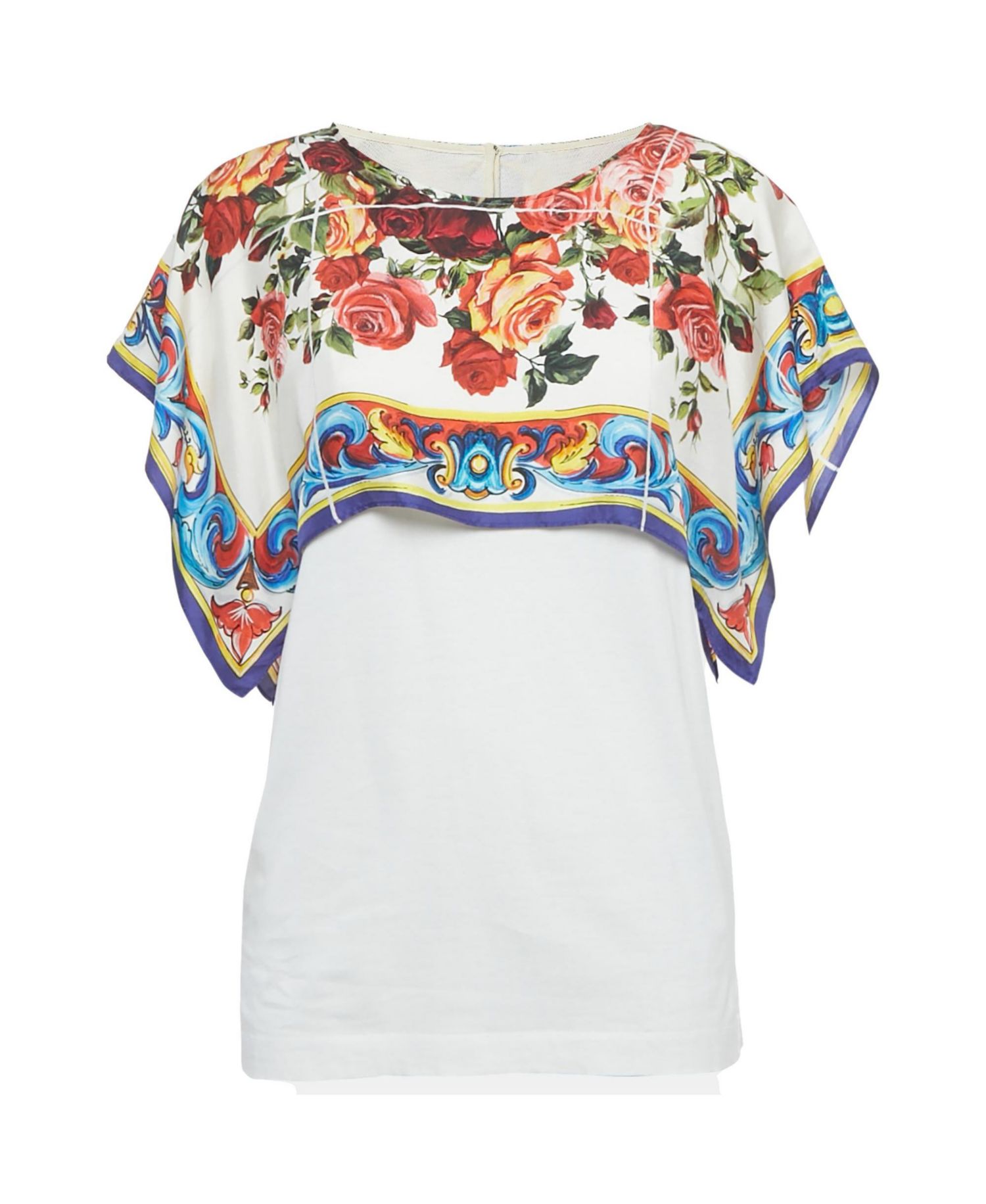Women's Floral Print Silk And Jersey Top