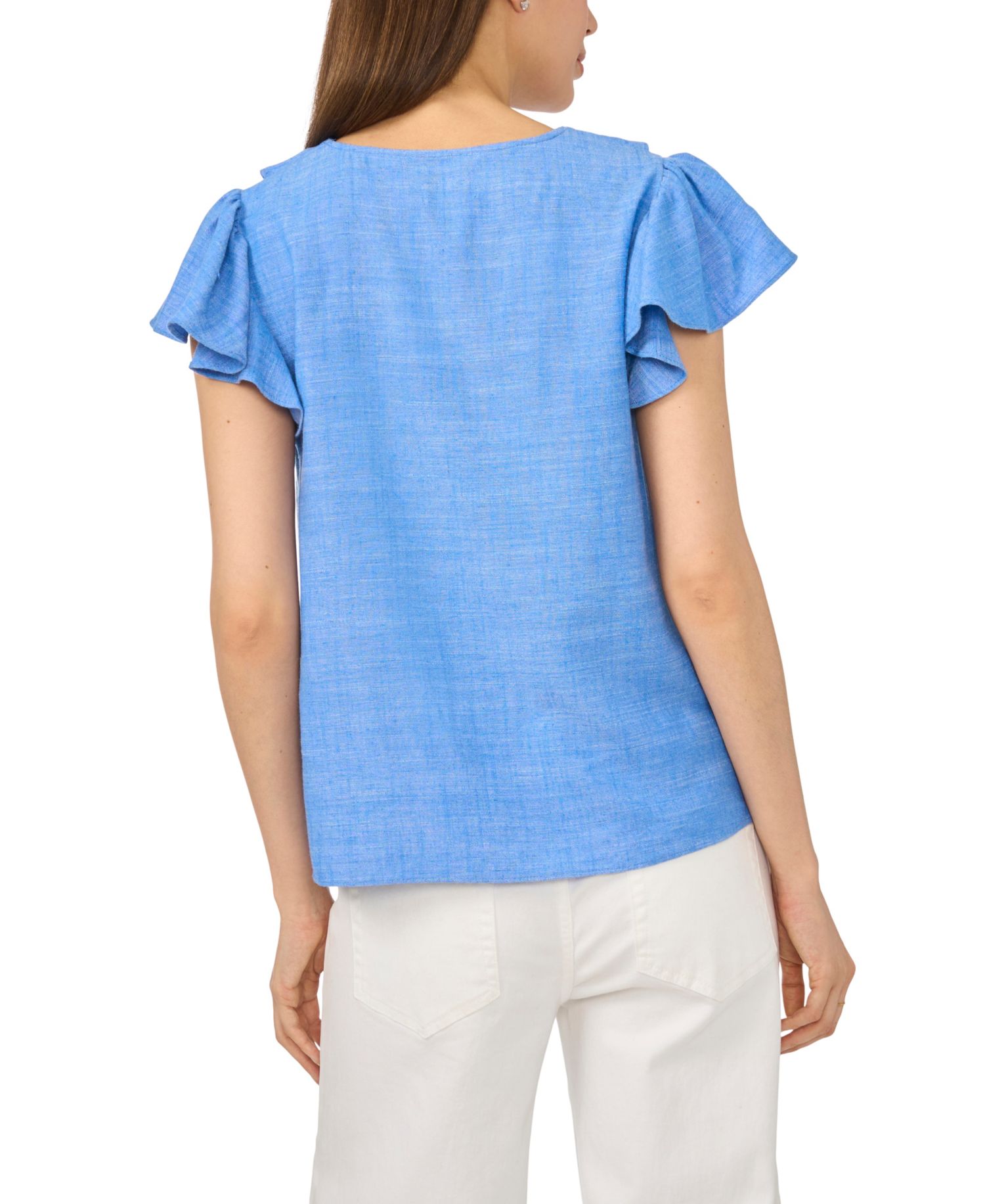 Women's Ruffle V-Neck Flutter-Sleeve Top