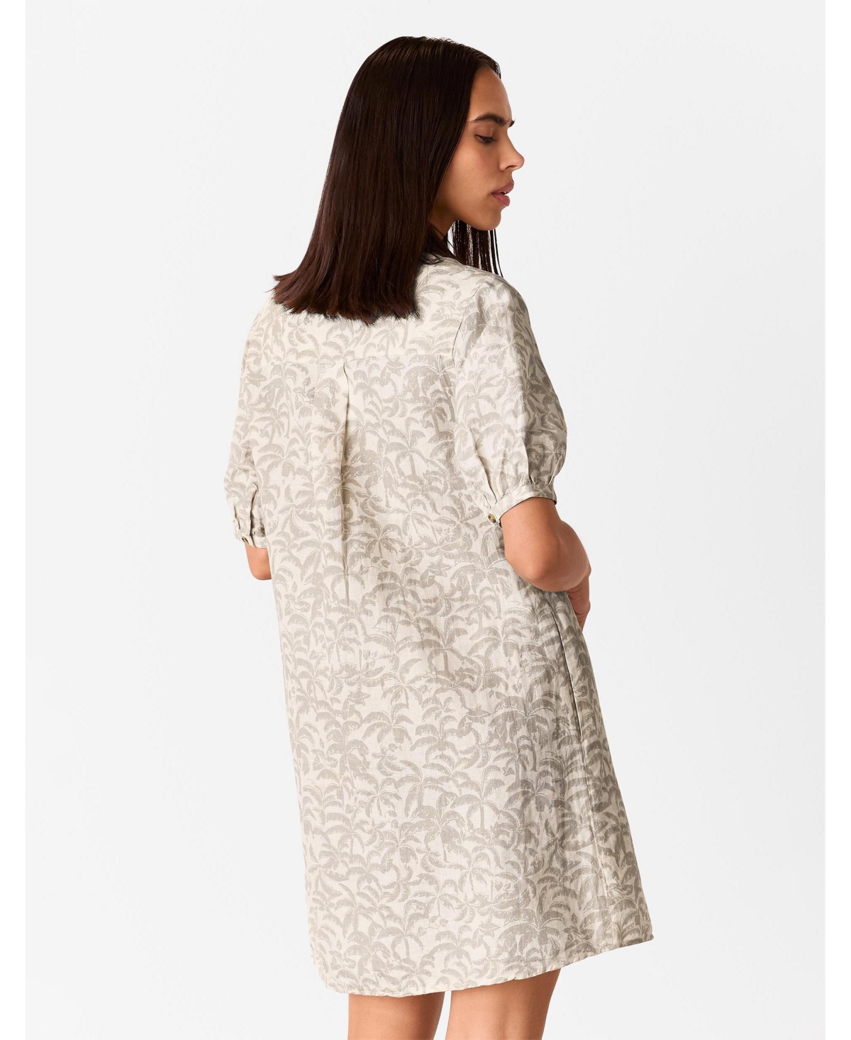 Whistles Women's Palm Print Linen Blend Mini Dress