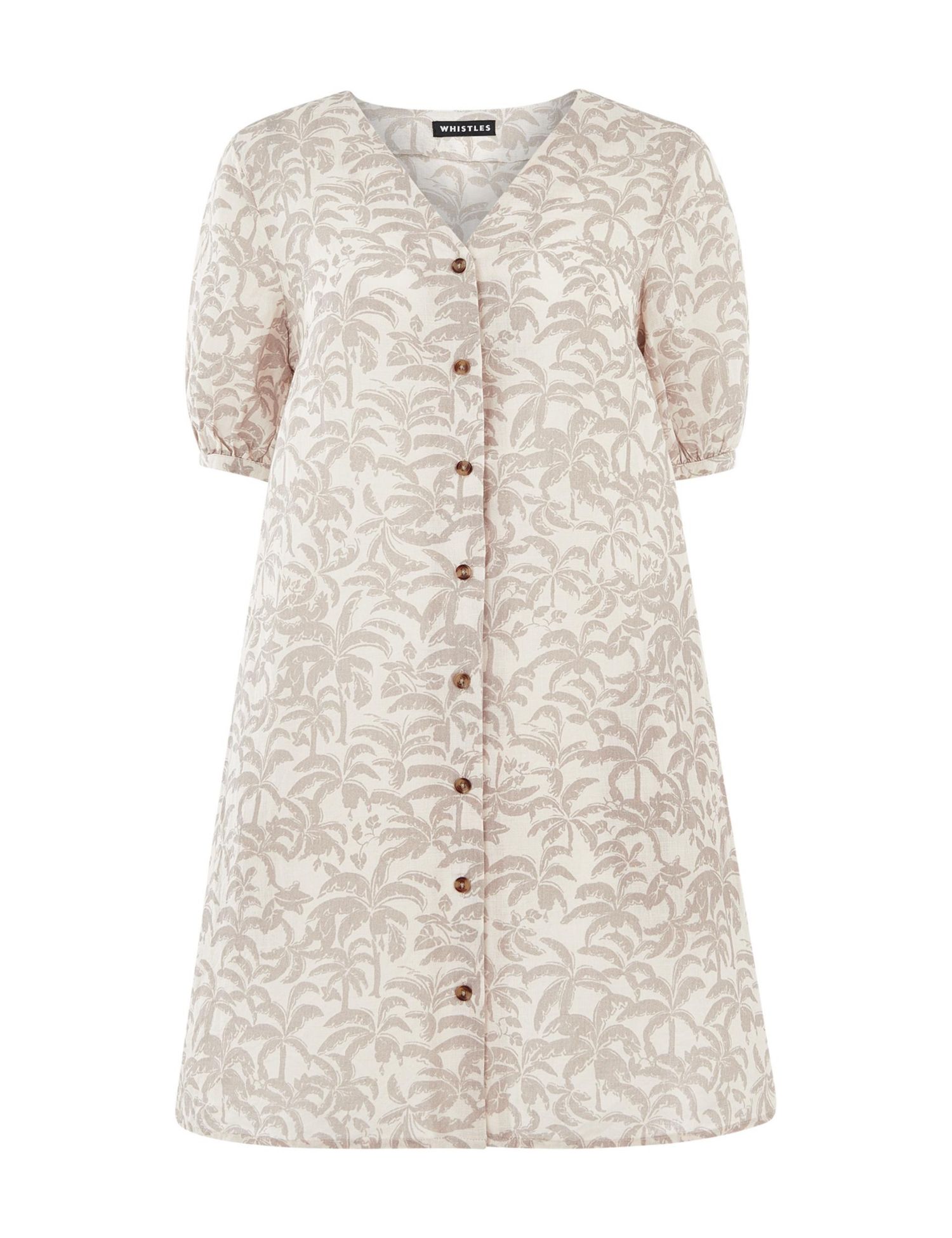 Women's Palm Print Linen Blend Mini Dress