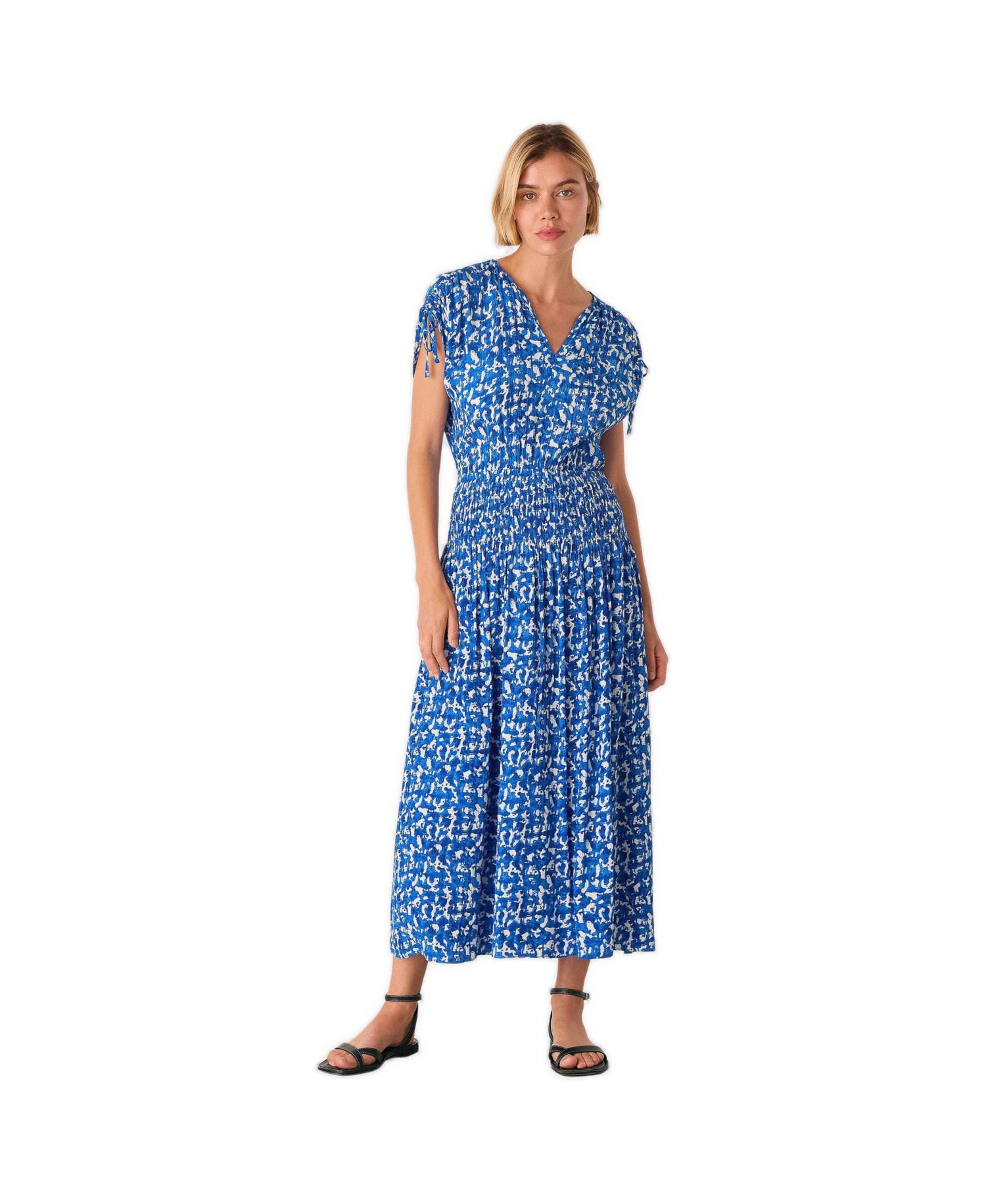 Women's Brushed Stroke Short Sleeve Midi Dress