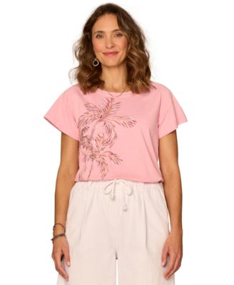 Petite Embroidered Crewneck Boyfriend T-Shirt