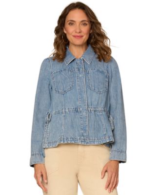 Petite Collared Neck Peplum Jacket