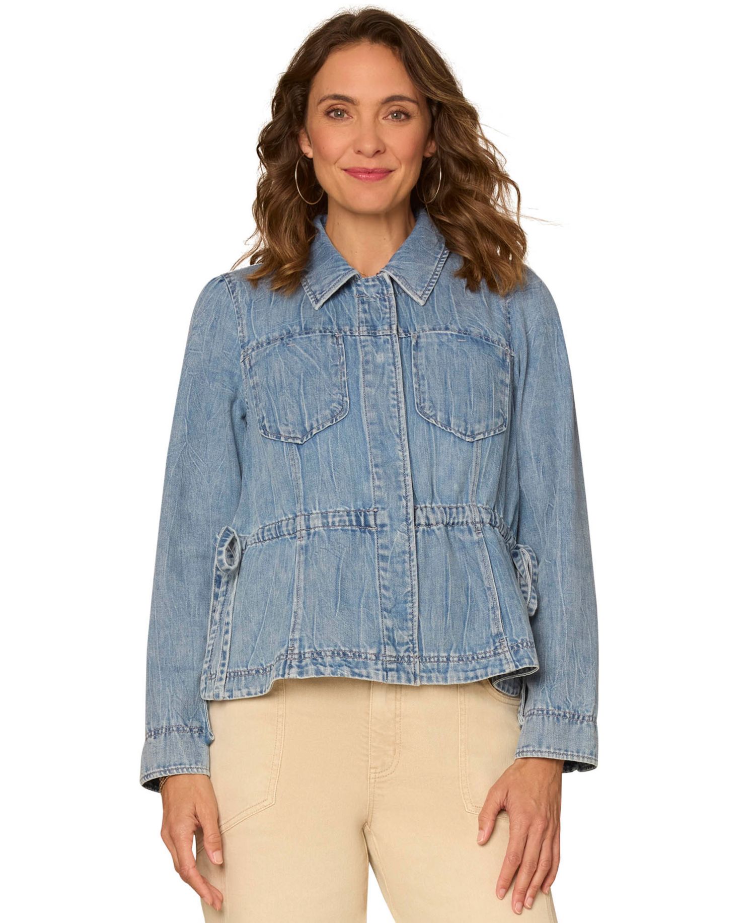 Petite Collared Neck Peplum Jacket