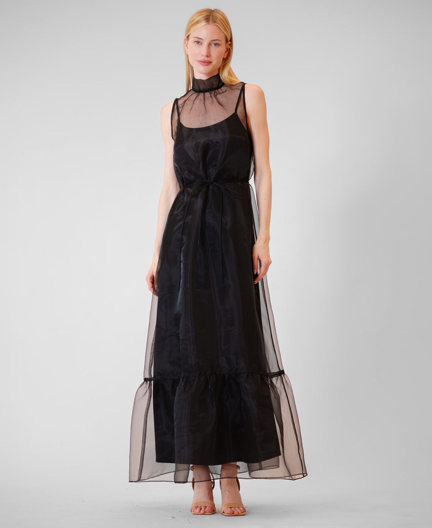 Women's High-Neck Overlay Dress
