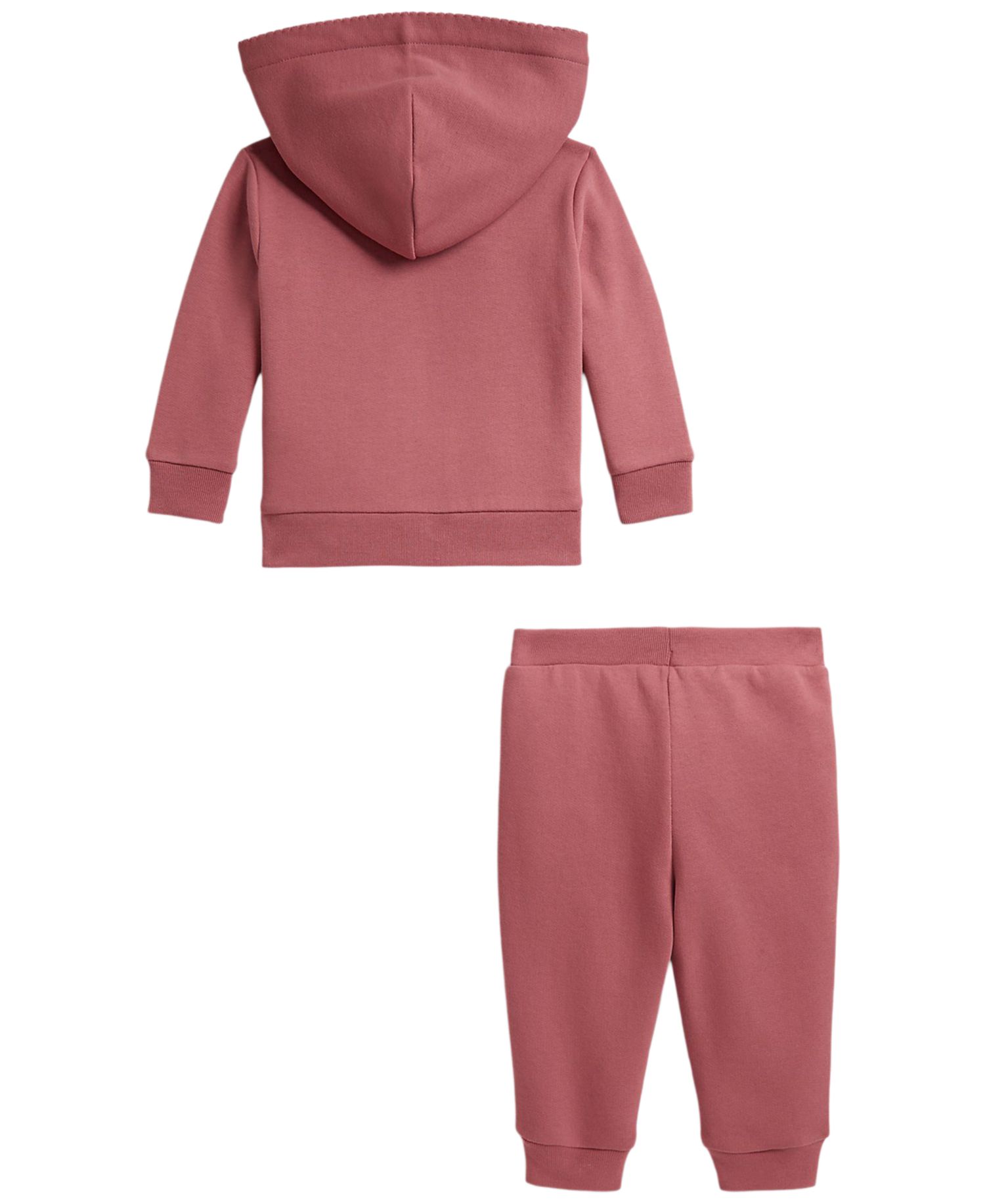 Baby Girls' Picot-Trim Fleece Hoodie and Jogger Pants, 2-Piece Set