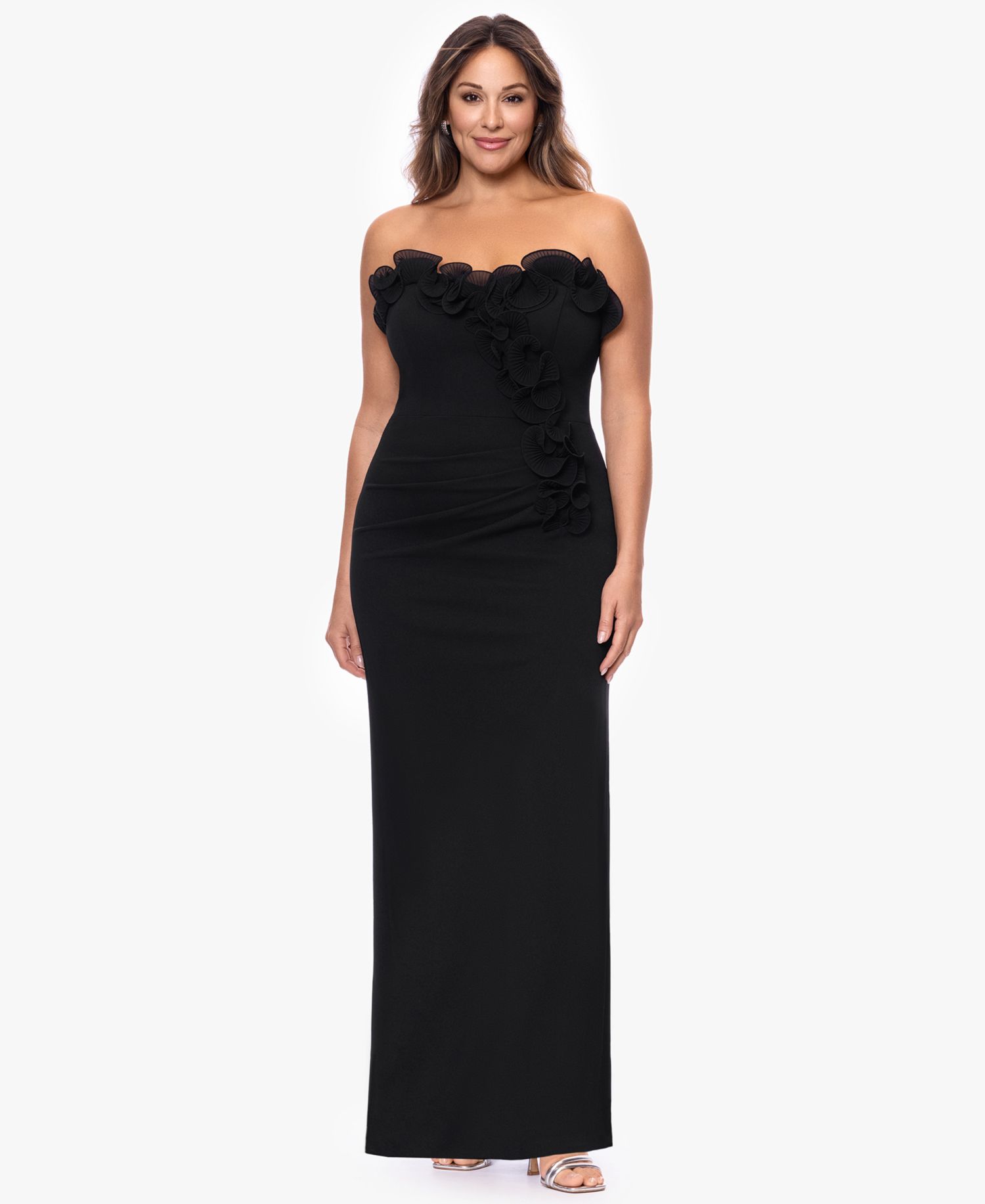 Plus Strapless Long Gown