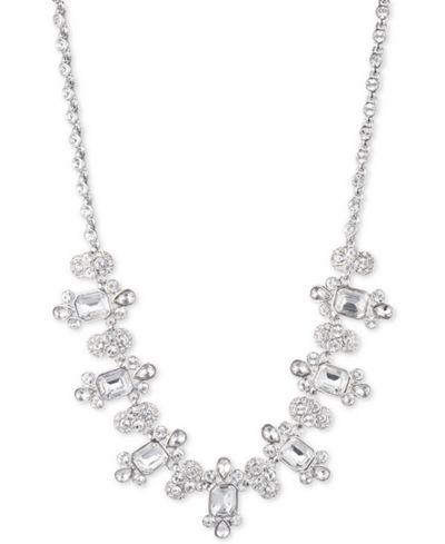 Givenchy Silver-Tone Clear Crystal Collar Necklace