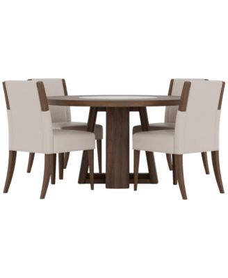 Amelie Round 5-Piece Wood Dining Set (Table and 4 Upholstered Side Chairs)