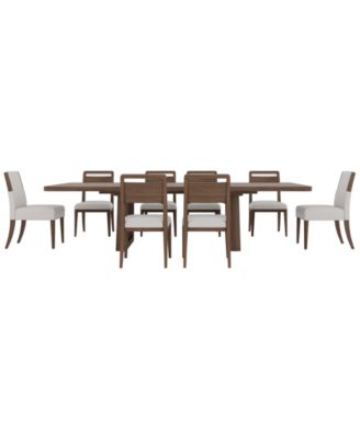 Amelie Rectangular 9-Piece Wood Dining Set (Table, 6 Wood Chairs and 2 Upholstered Chairs)