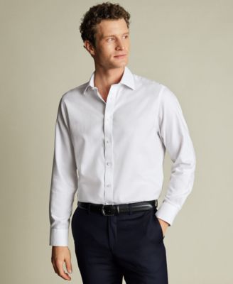 Men's Spread Collar Rounded Cuffs Solid Dress Shirt