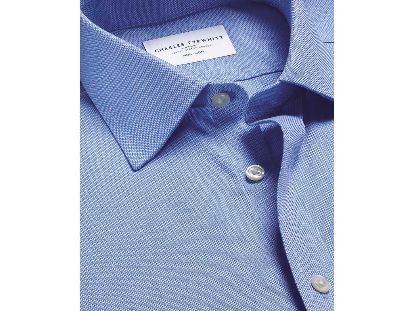 Мужская рубашка Charles Tyrwhitt Classic Collar Solid Dress Shirt, цвет: Средний синий — фото 5