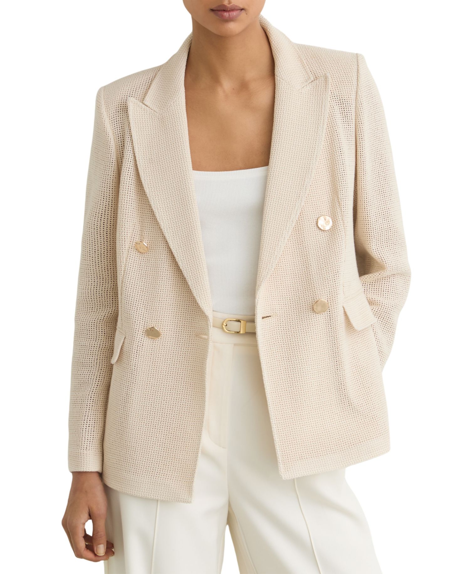 Women's Open-Weave Double-Breasted Blazer
