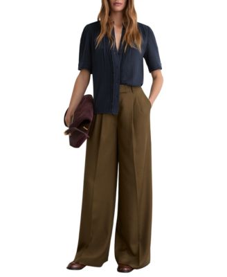 Women's Cotton Cheesecloth Frill-Neck Top