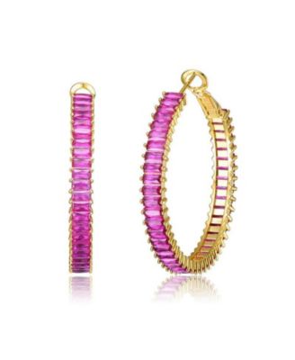 Elegant Emerald-Cut CZ Snap Hinge Hoop Statement Earrings