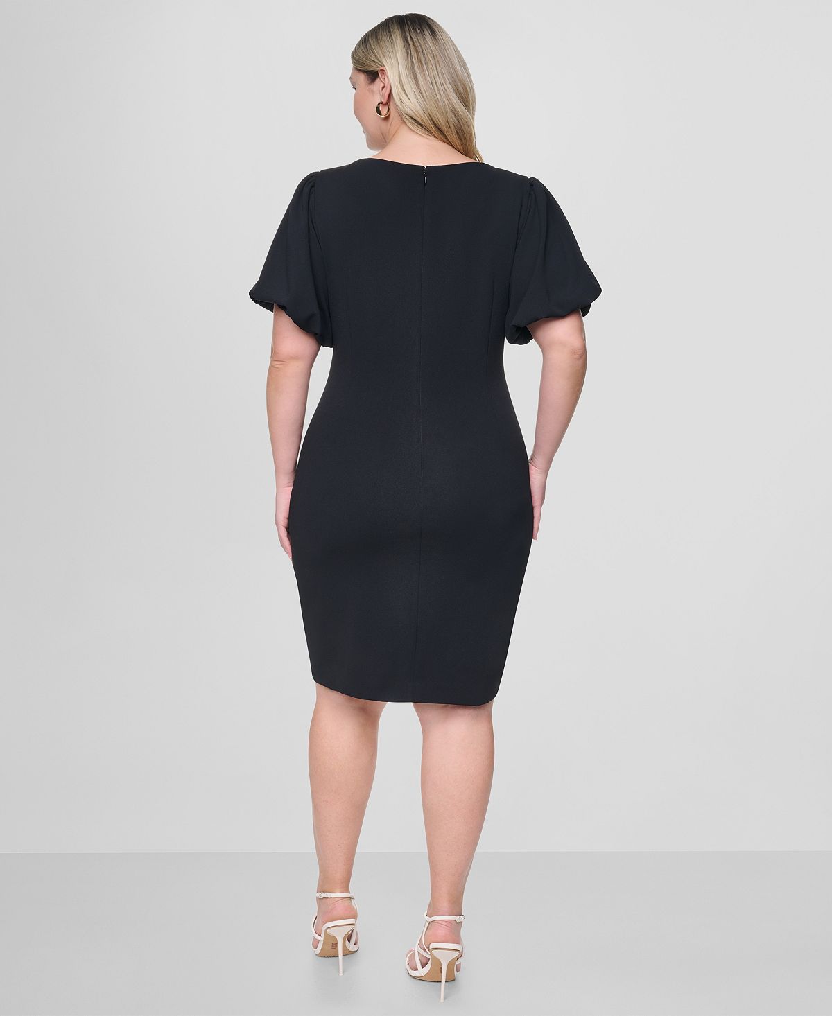 DKNY Plus Size Jewel Neck Bubble-Sleeve Sheath Dress view 5 — MAYCSS fashion products