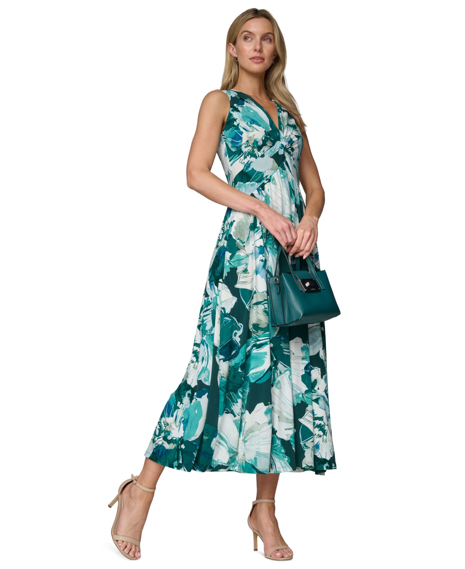 Women’s V-Neck Zip-Back Midi Dress