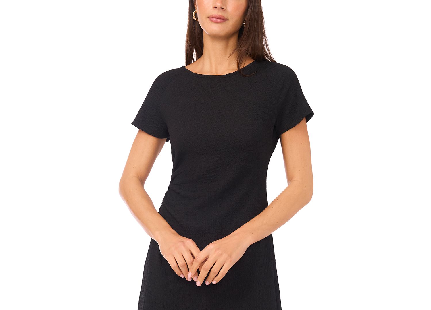 Women's Short-Sleeve Side Ruched Asymmetrical Maxi Dress