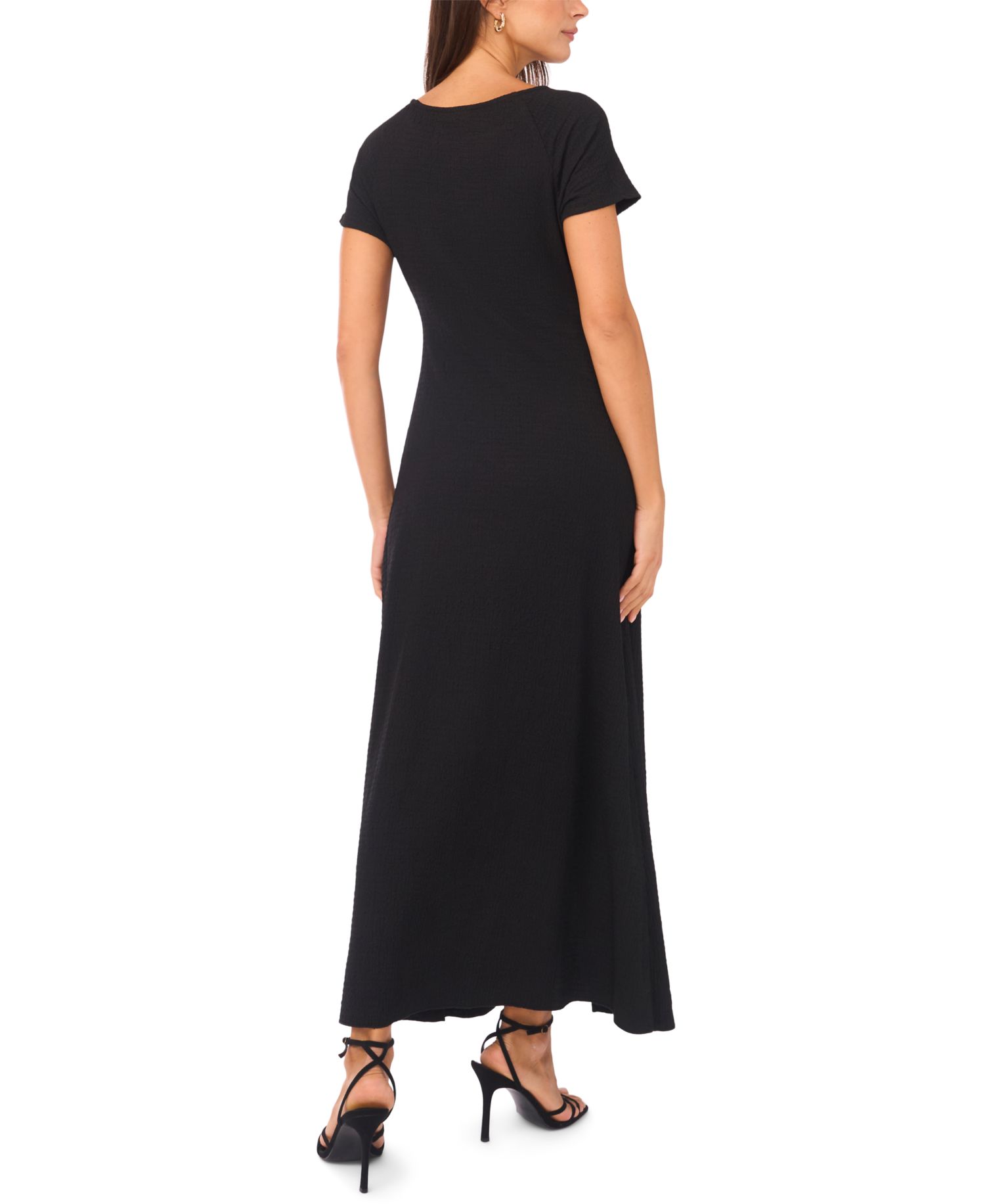 Women's Short-Sleeve Side Ruched Asymmetrical Maxi Dress
