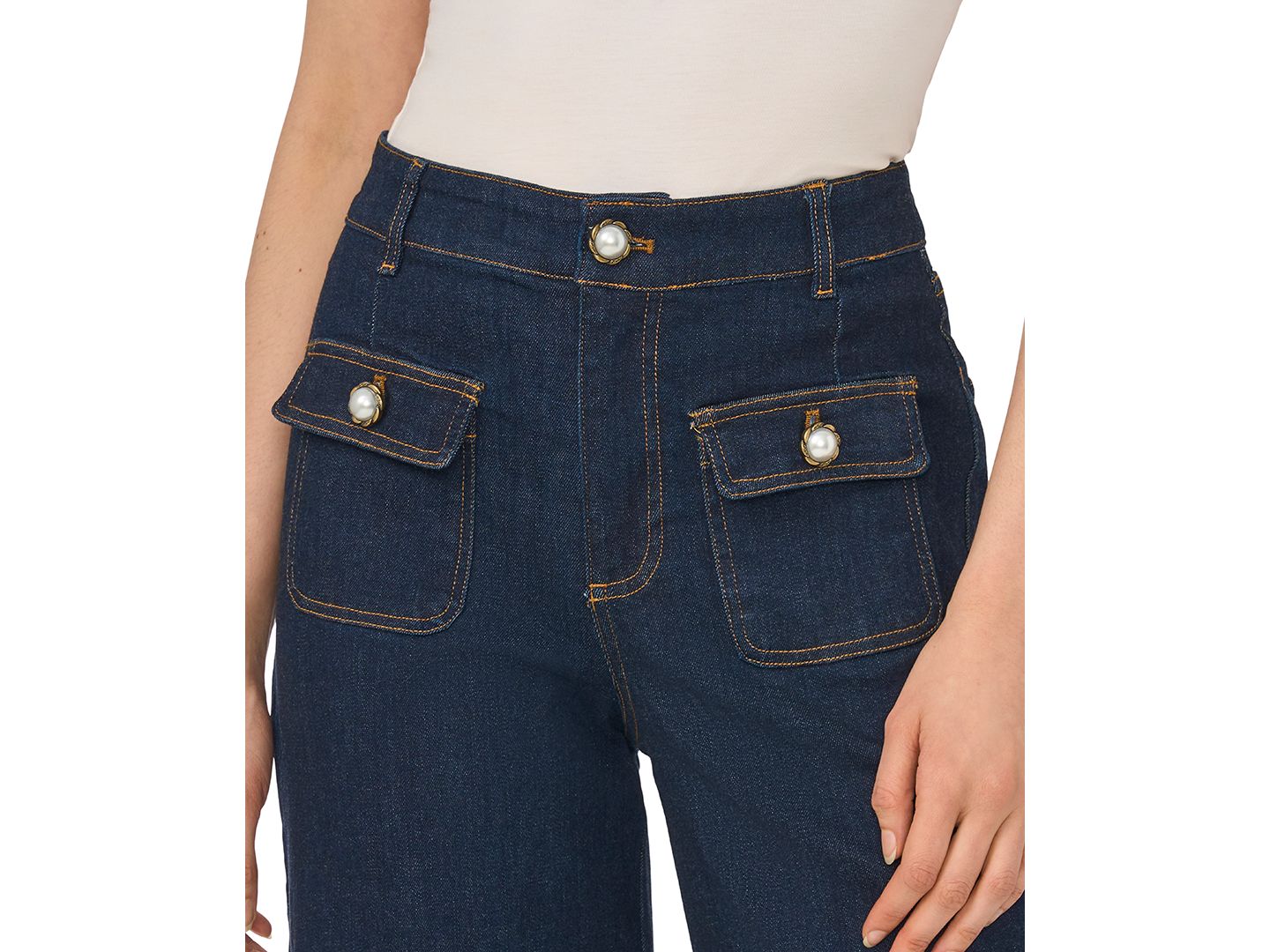 Женские джинсы CeCe Scallop Hem Mid-Rise-Jeans, цвет: Индиго ночной — фото 2