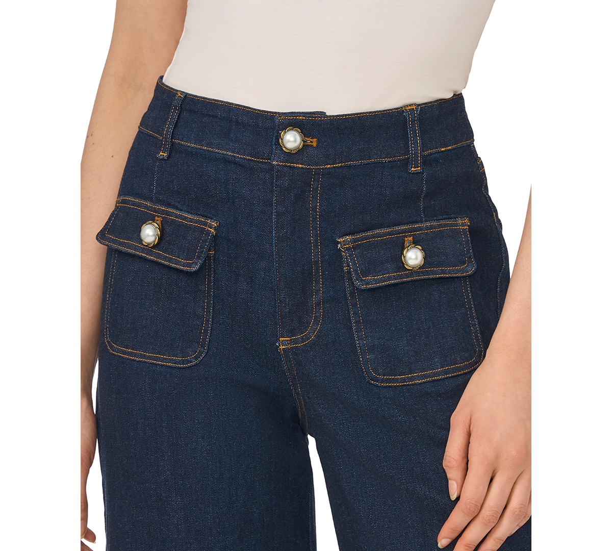 CeCe Women's Scallop Hem Mid-Rise Jeans