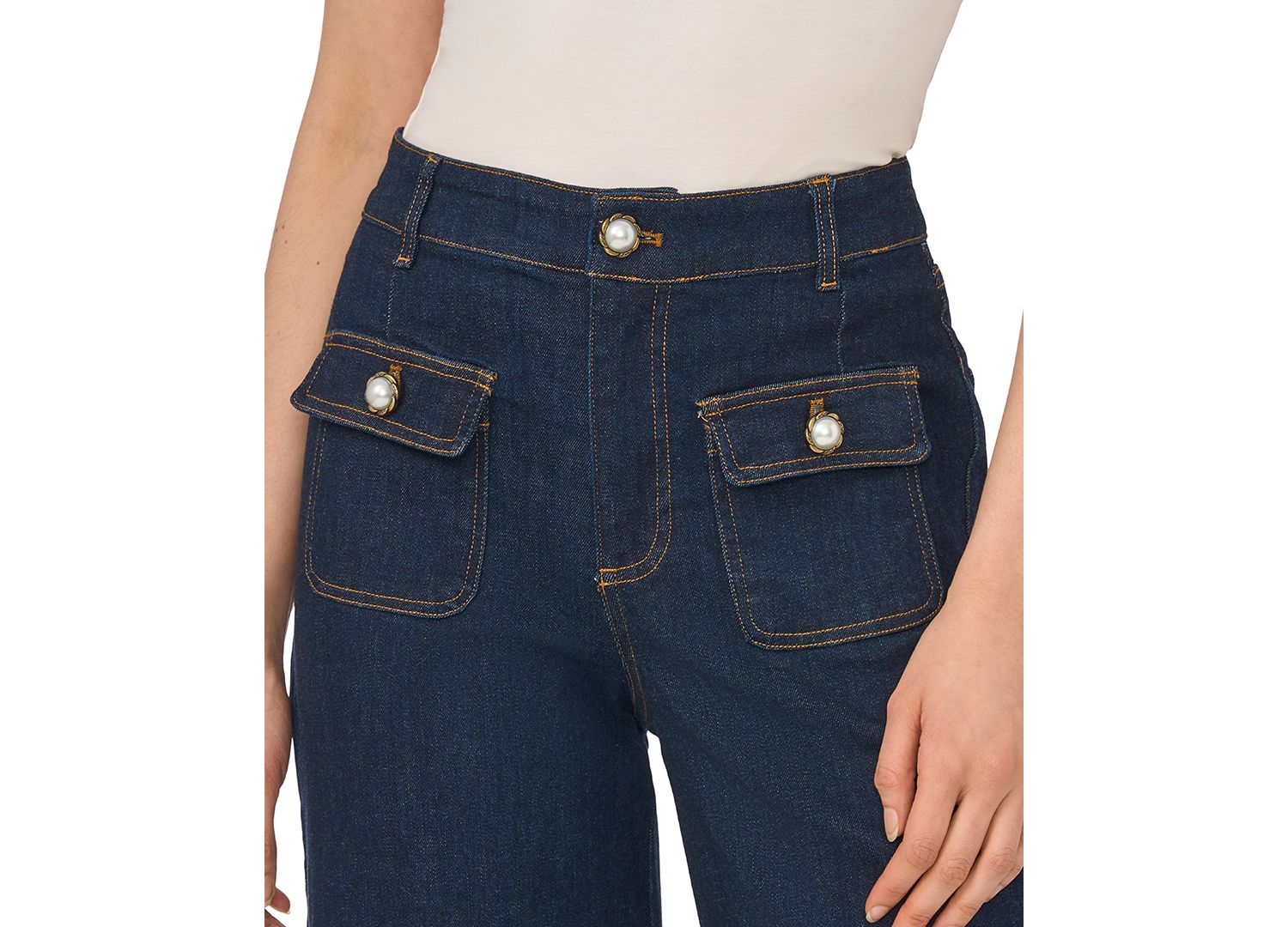 Women's Scallop Hem Mid-Rise-Jeans