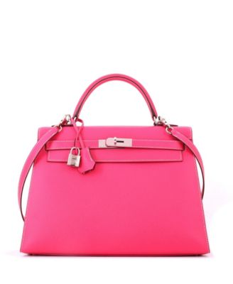 Kelly 32 Handbag Pink Epsom with Palladium Hardware