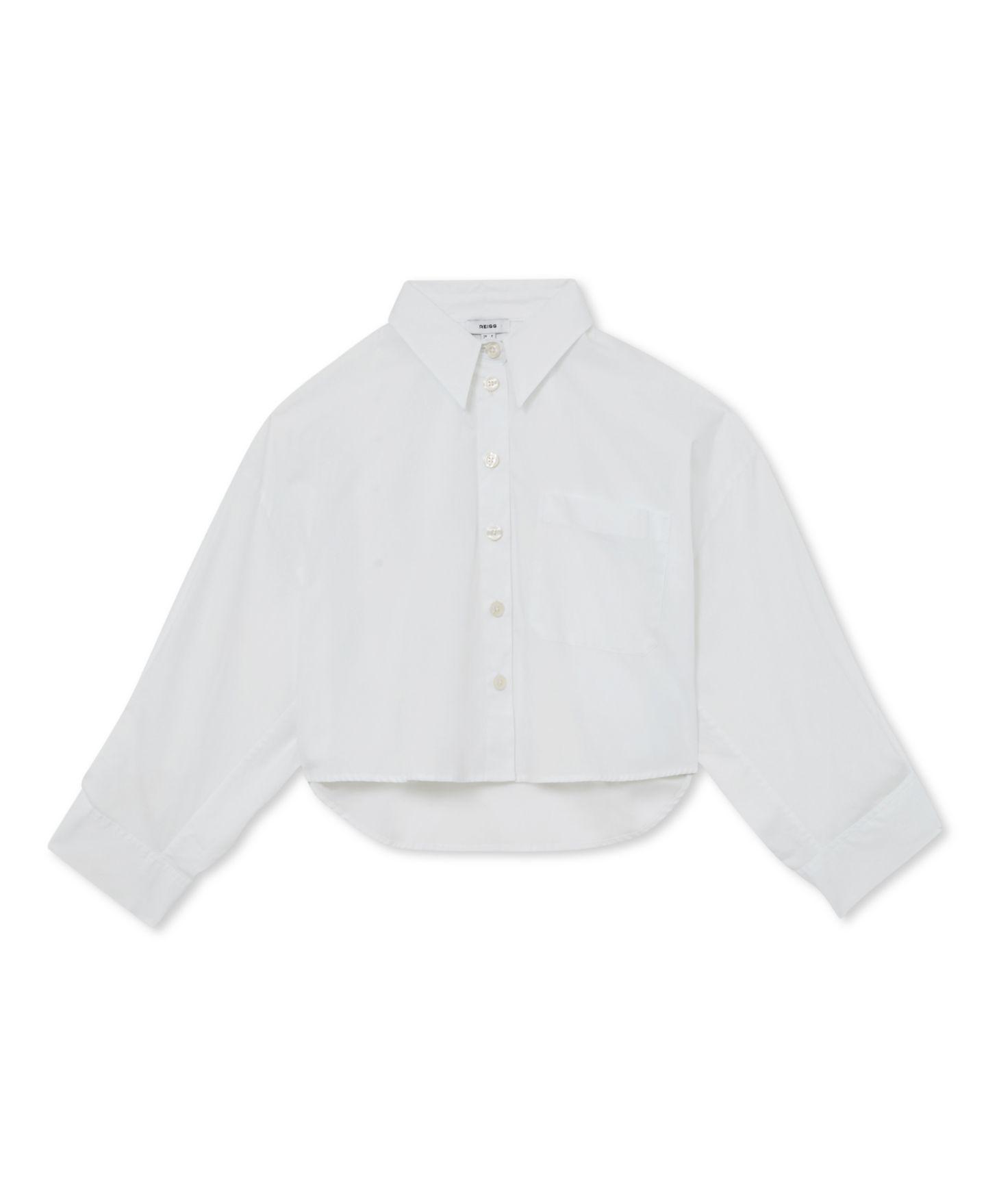 Женская рубашка REISS Solenge Cropped Cotton, цвет: Белый — фото 4