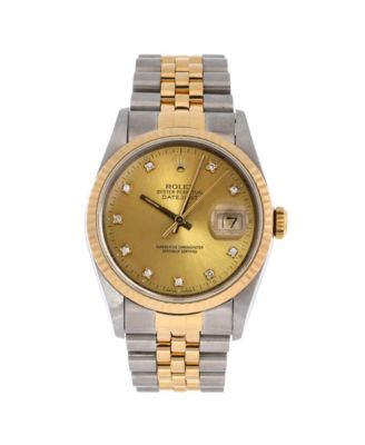 Pre-Owned Rolex Oyster Perpetual Datejust Automatic Watch in Stainless Steel and Gold with Diamond Markers 36mm - Dial color gold 12315$