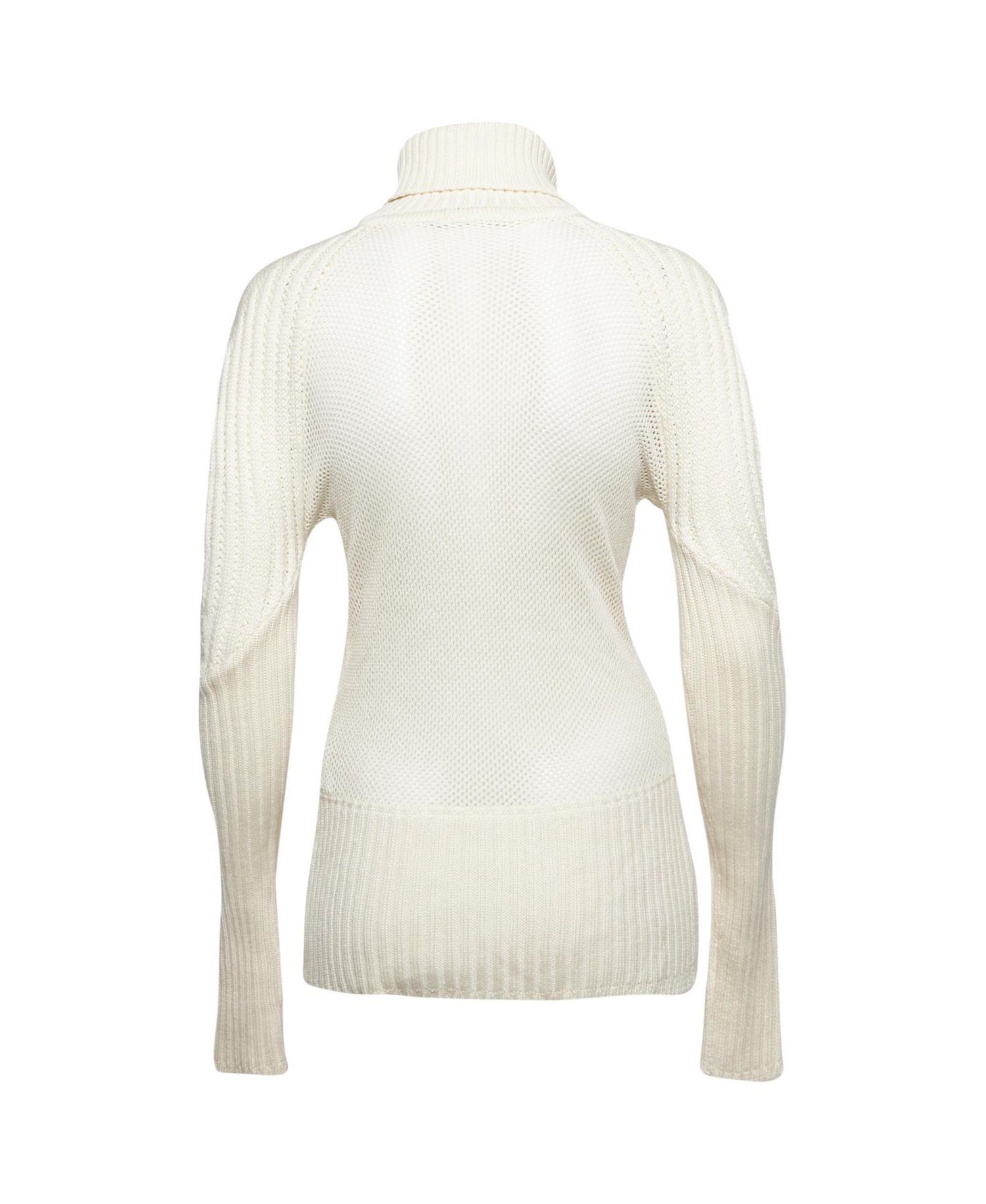 Women's Cream Rib Knit Turtle Neck Sweater