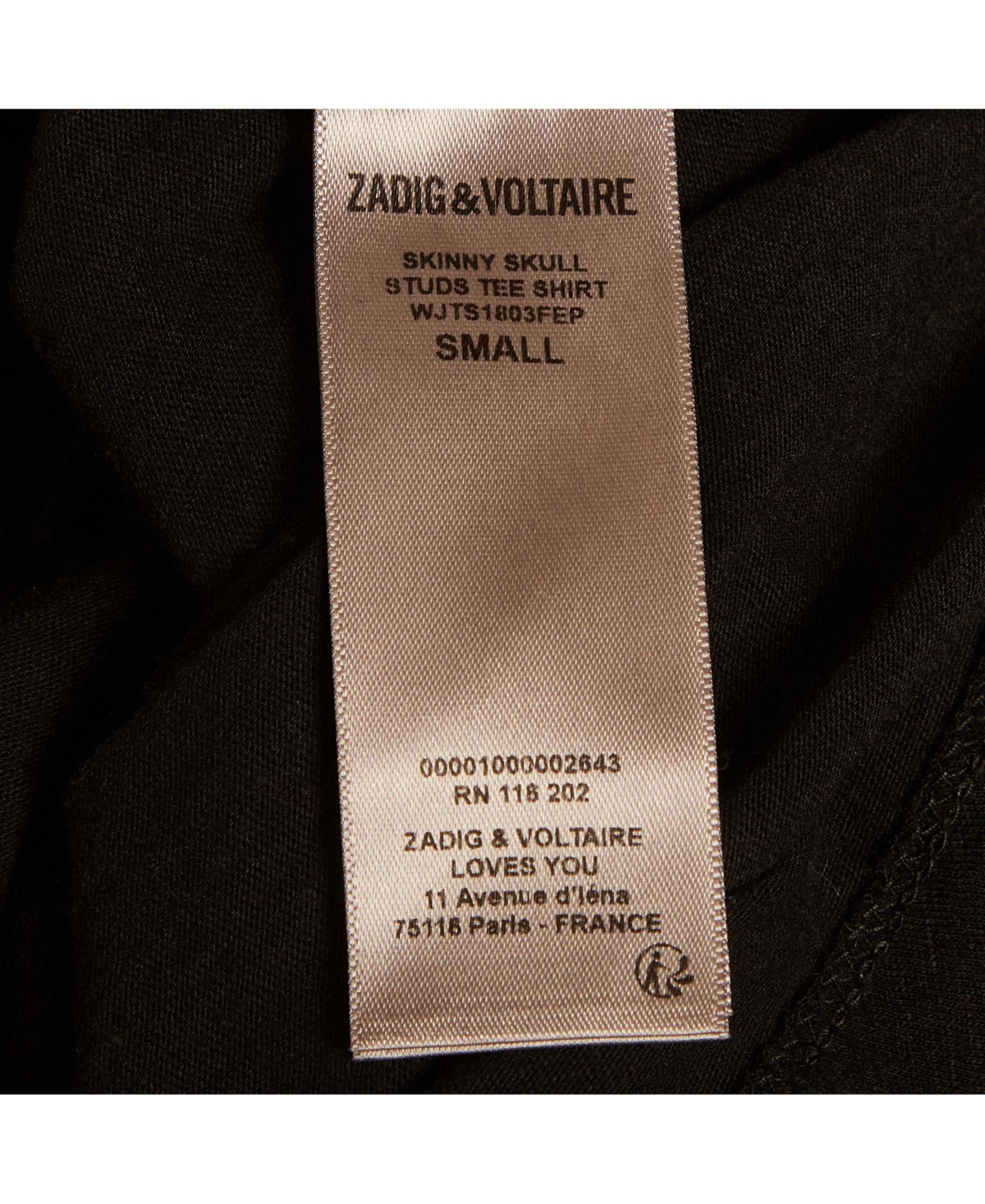 Pre-Owned Zadig & Voltaire Women's Jersey Skinny Skull Studs T-Shirt