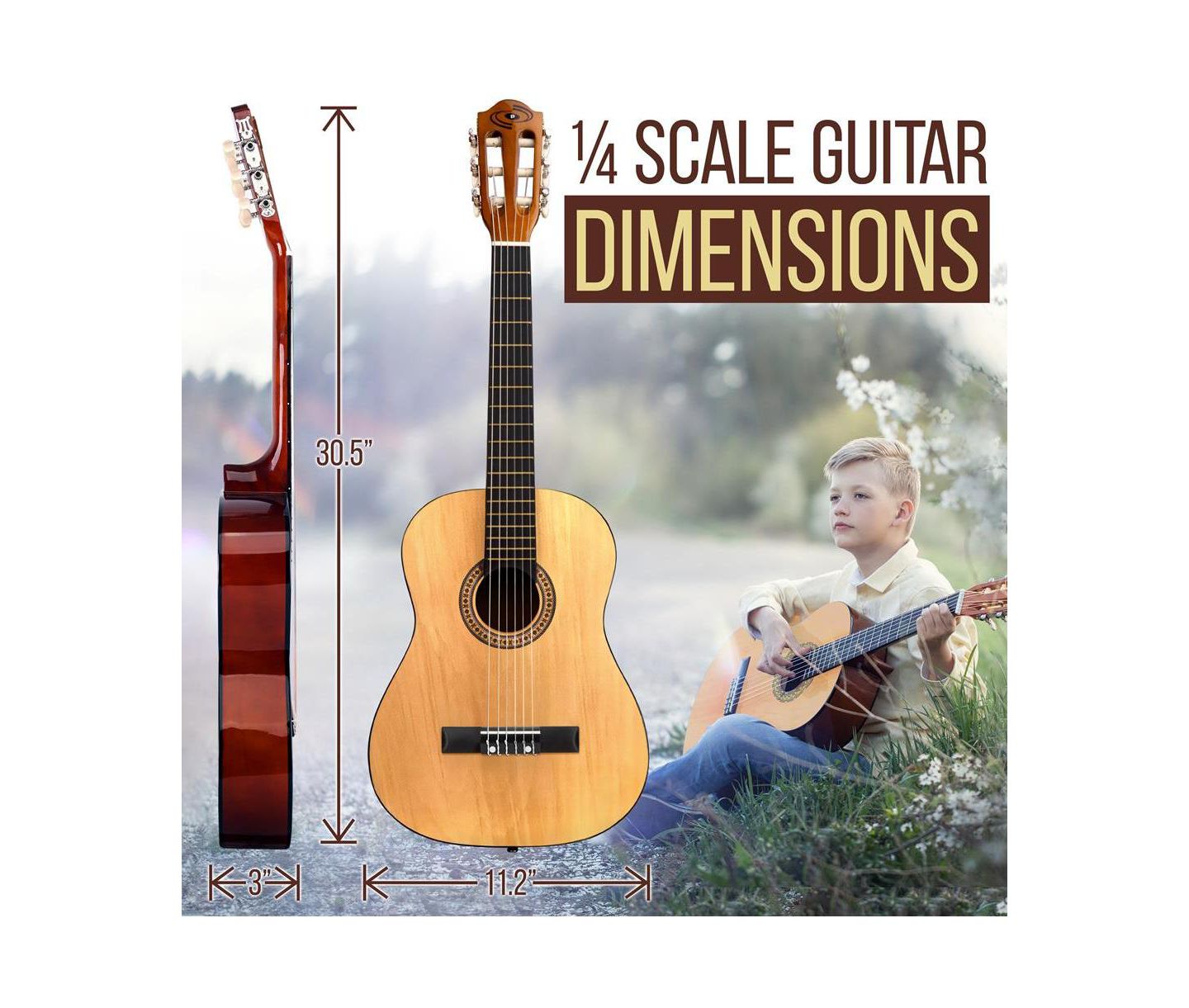 Детские игрушки Pyle 30" Junior Classic Style Guitar Kit with Digital Tuner, Ages 4+ — фото 5