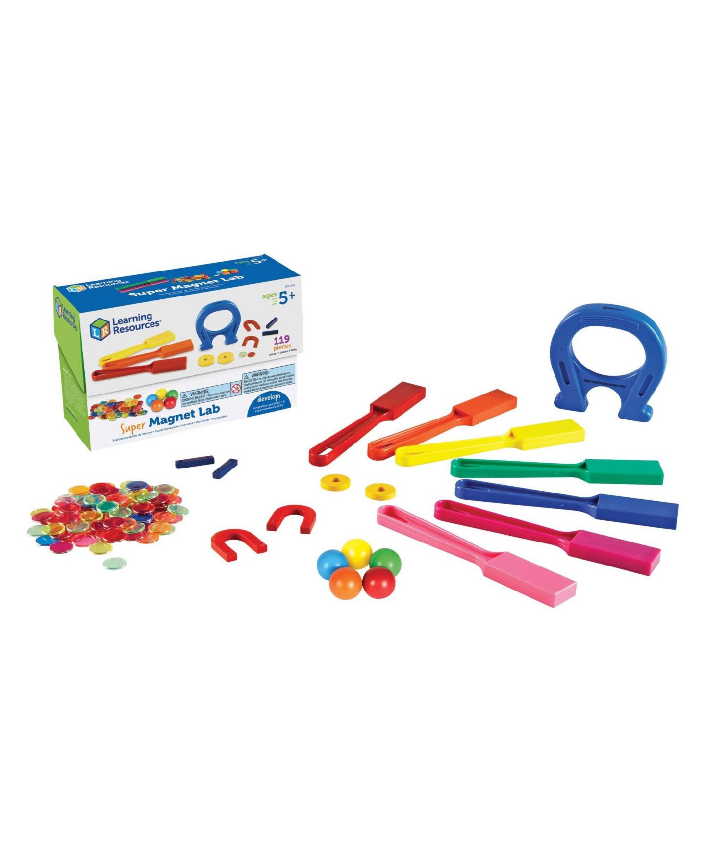 Детские игрушки Learning Resources Super Magnet Lab Science 119-Piece Kit, Ages 5+, цвет: Разноцветный — фото 5